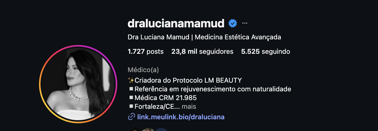 Perfil @dralucianamamud — 23,8 mil seguidores
